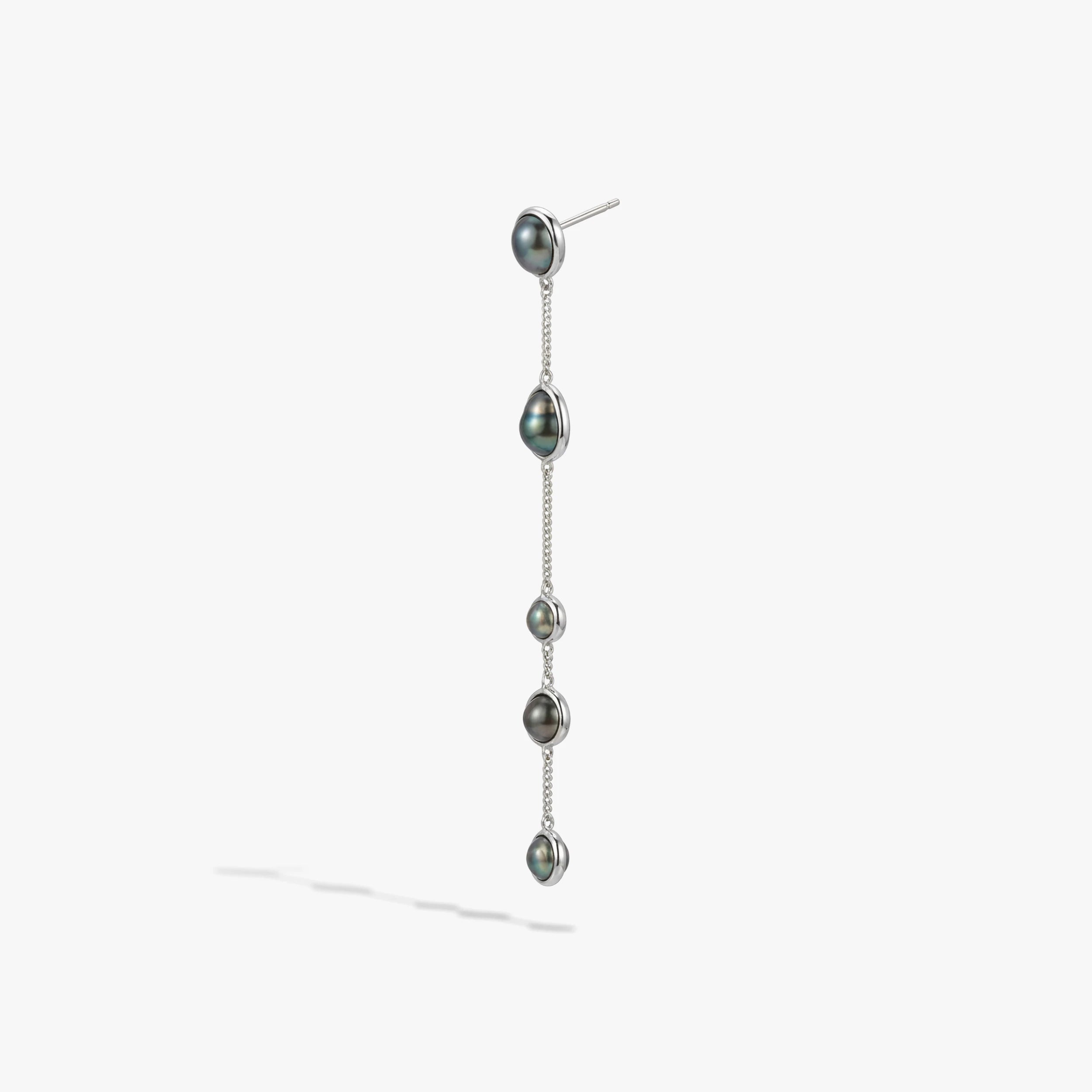 Awe Inspired Earrings 925 Sterling Silver / Single Right Molten Pearl Linear Statement Earrings