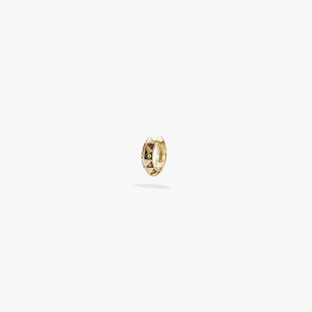 Awe Inspired Earrings 14K Gold Vermeil / Red Garnet / Single Aura Gemstone Huggies