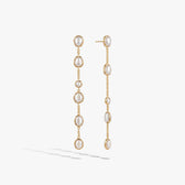 Awe Inspired Earrings 14K Gold Vermeil / Pair Molten Pearl Linear Statement Earrings