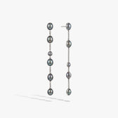 Awe Inspired Earrings 925 Sterling Silver / Pair Molten Pearl Linear Statement Earrings