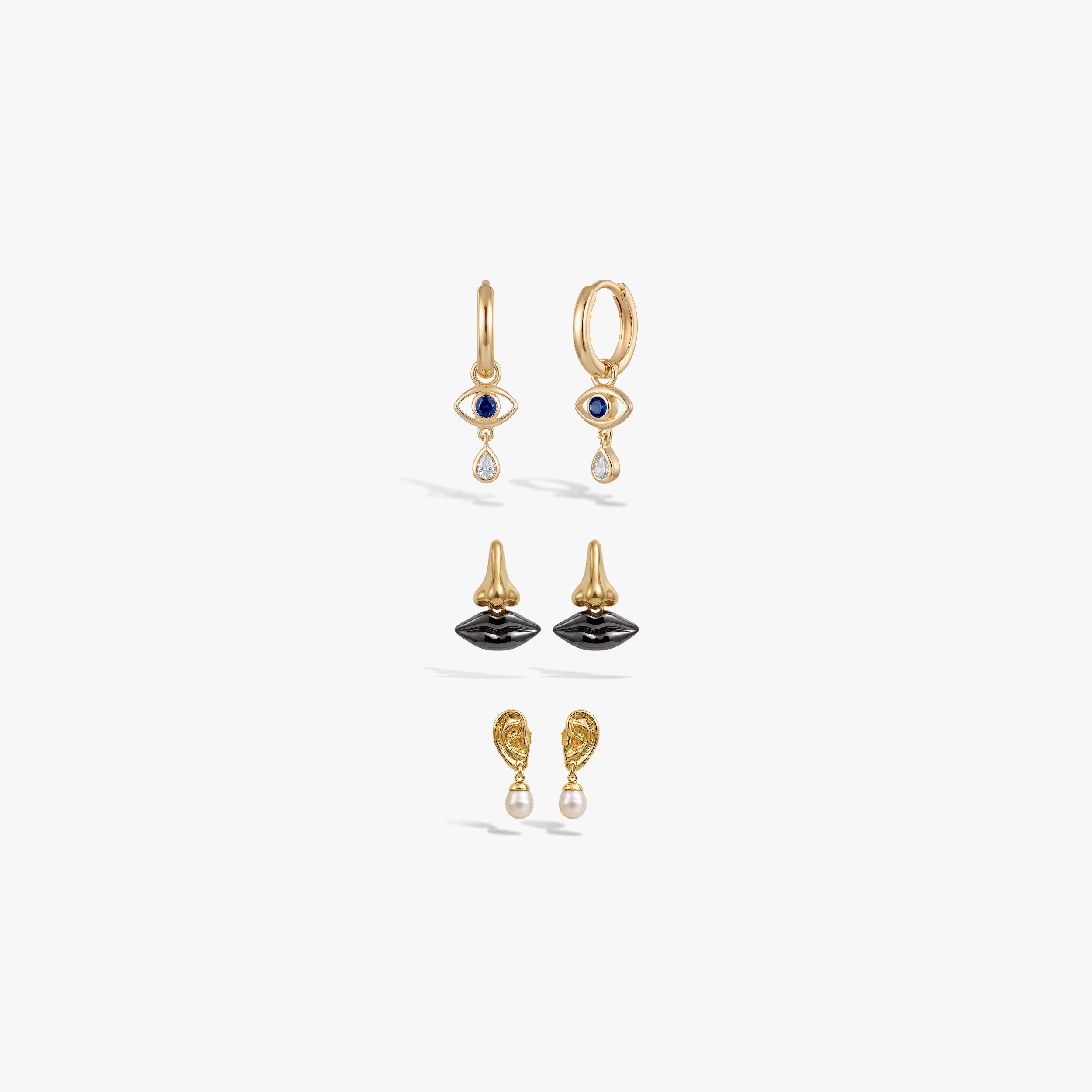 Awe Inspired Earrings 14K Gold Vermeil / Mixed Pair Mixed Anatomy Of Desire Earrings