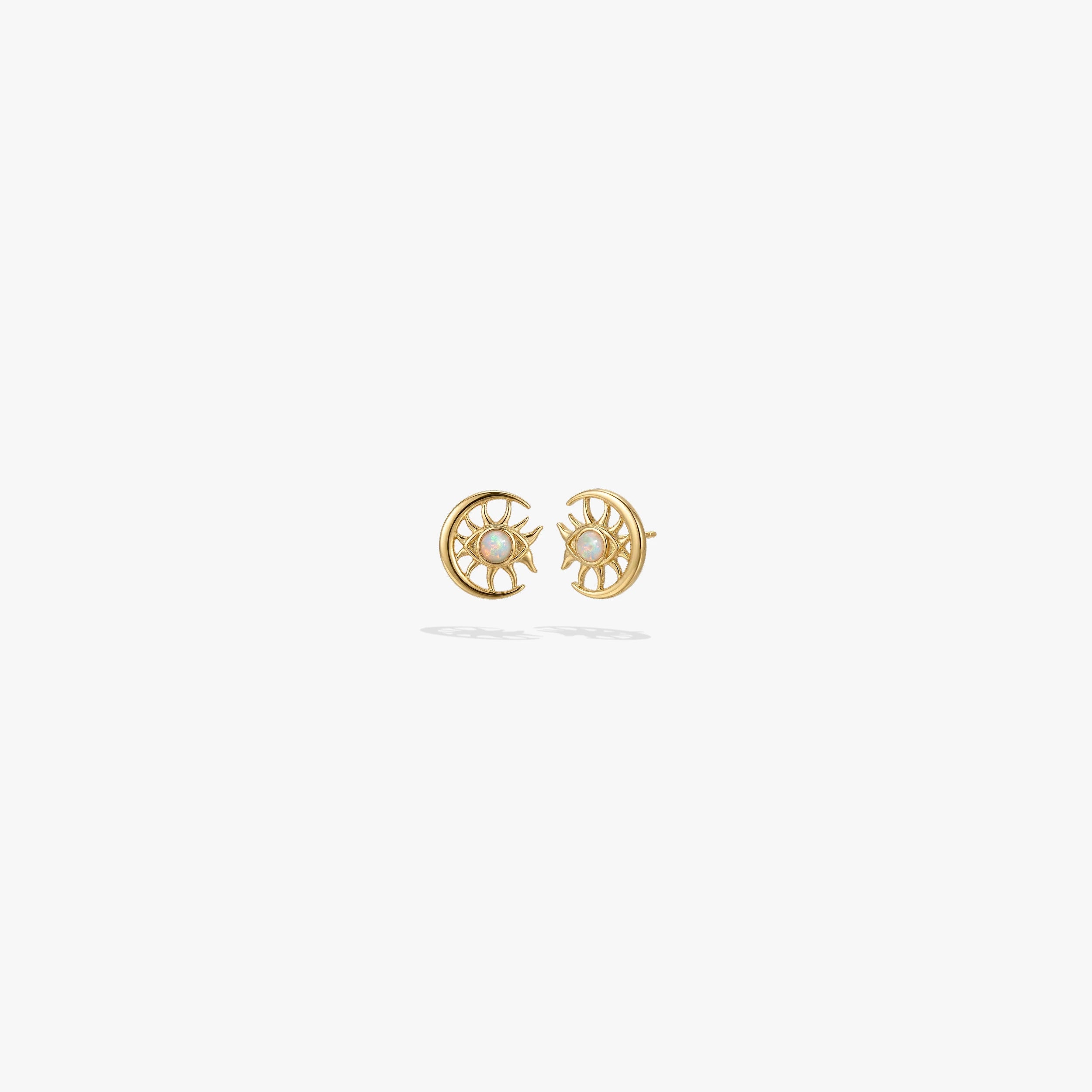 Awe Inspired Earrings 14K Gold Vermeil / Pair Cosmic Moon Eye Stud