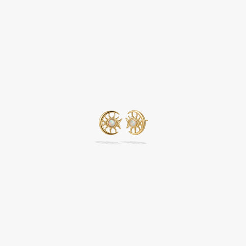 Awe Inspired Earrings 14K Gold Vermeil / Pair Cosmic Moon Eye Stud
