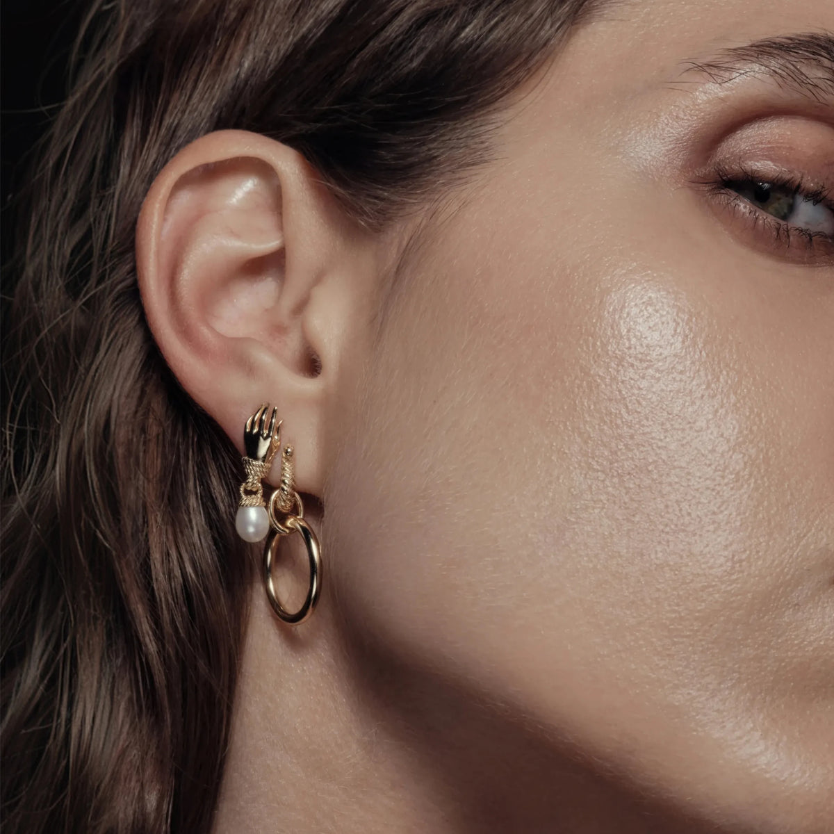 Awe Inspired Earrings Hands Of Fate Pearl Studs