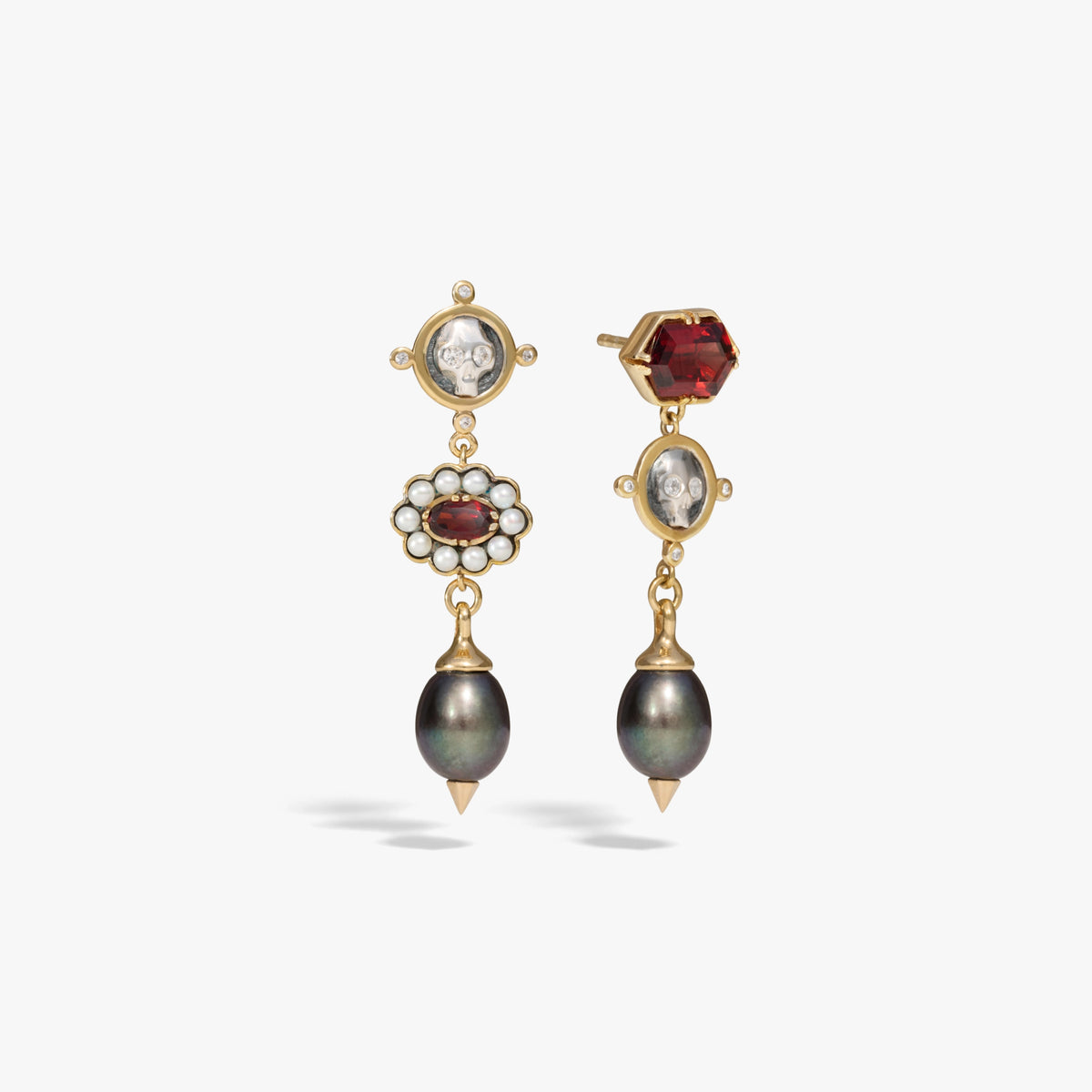 Awe Inspired Earrings 14K Gold Vermeil / Pair Memento Mori Earrings