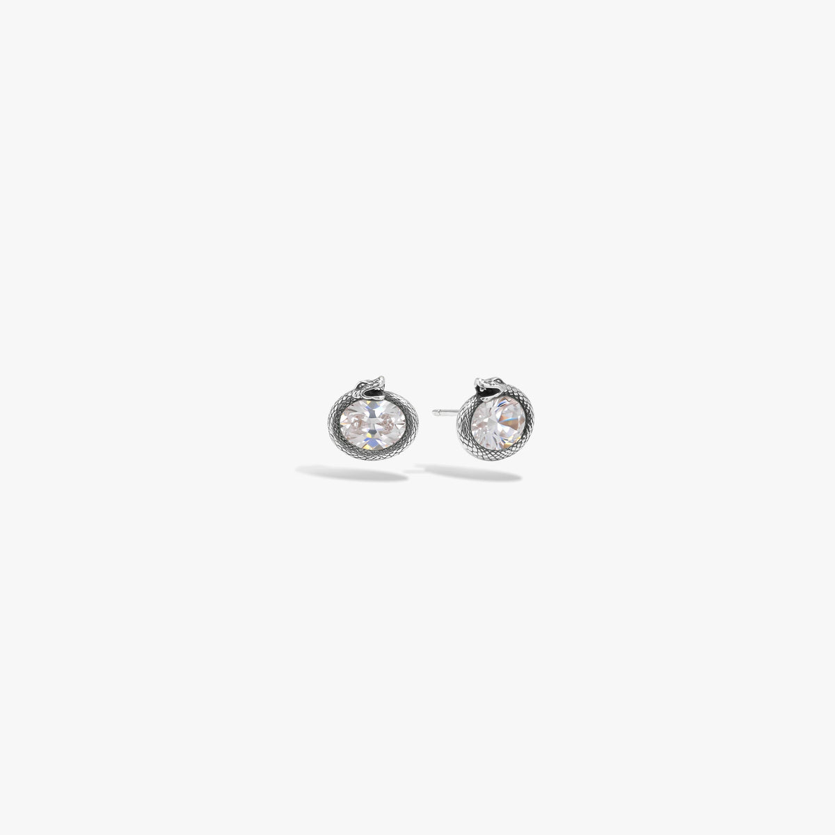 Awe Inspired Earrings 14K Gold Vermeil / White Sapphire / Pair Ouroboros Gemstone Studs