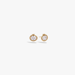 Awe Inspired Earrings 925 Sterling Silver / White Sapphire / Pair Ouroboros Gemstone Studs
