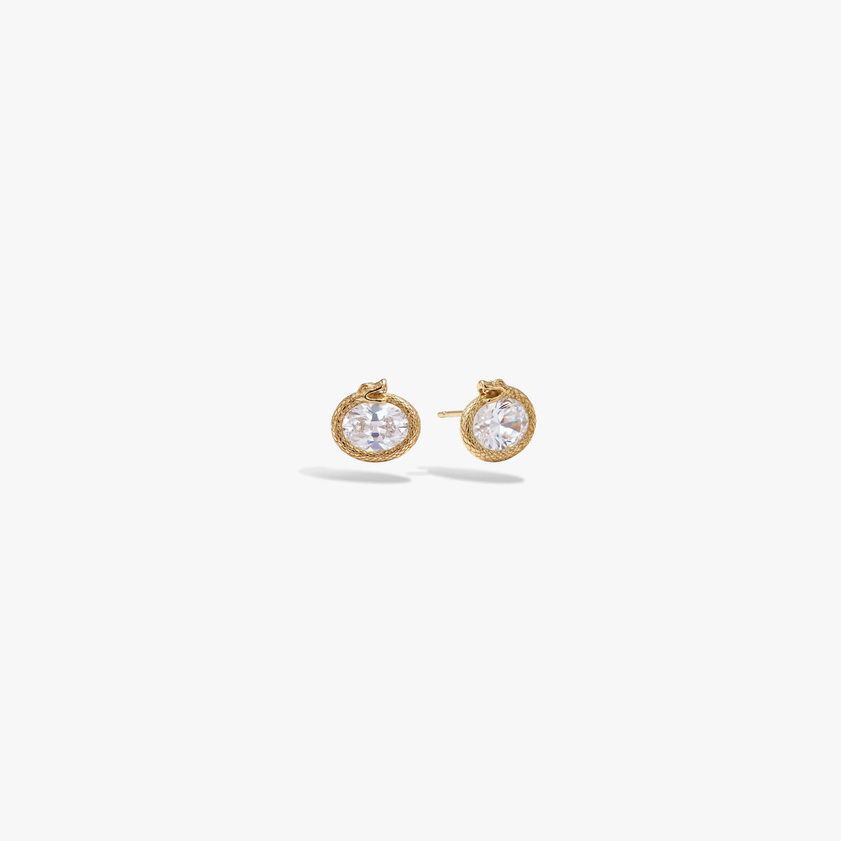 Awe Inspired Earrings 925 Sterling Silver / White Sapphire / Pair Ouroboros Gemstone Studs