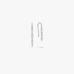 Awe Inspired Earrings 925 Sterling Silver / White Sapphire Graduated Dagger Earrings