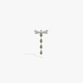 Awe Inspired Earrings 925 Sterling Silver / Green / Single Metamorphic Damselfly Pearl Earrings