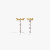 Awe Inspired Earrings 14K Gold Vermeil / Lavender / Pair Metamorphic Damselfly Pearl Earrings