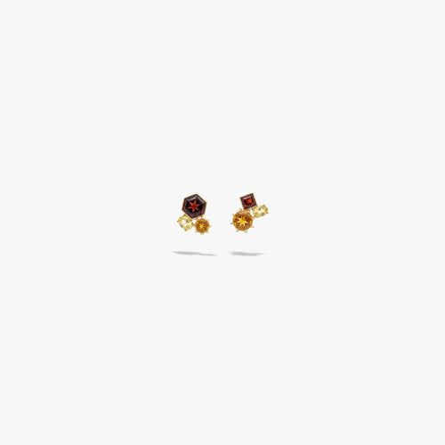 Awe Inspired Earrings Red Garnet / Pair Aura Cluster Studs