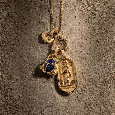 An Awe Inspired Lapis Lazuli Scarab Amulet necklace.