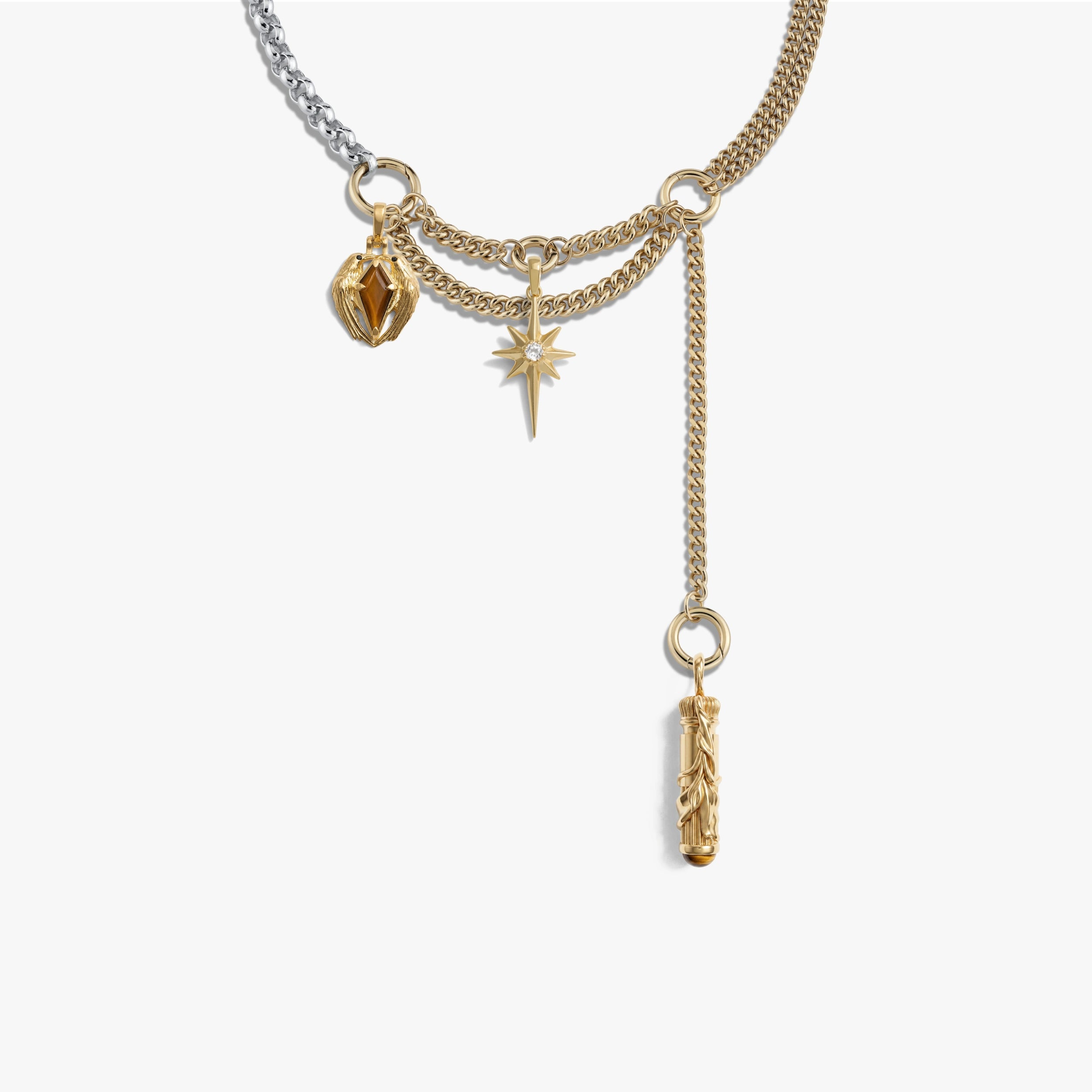 Awe Inspired Necklaces 14K Gold Vermeil / 925 Sterling Silver / Fates & Familiars Asymmetric Charm Necklace