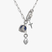 Awe Inspired Necklaces 925 Sterling Silver / Blue Lapis Warrior's Heart Charm Lariat