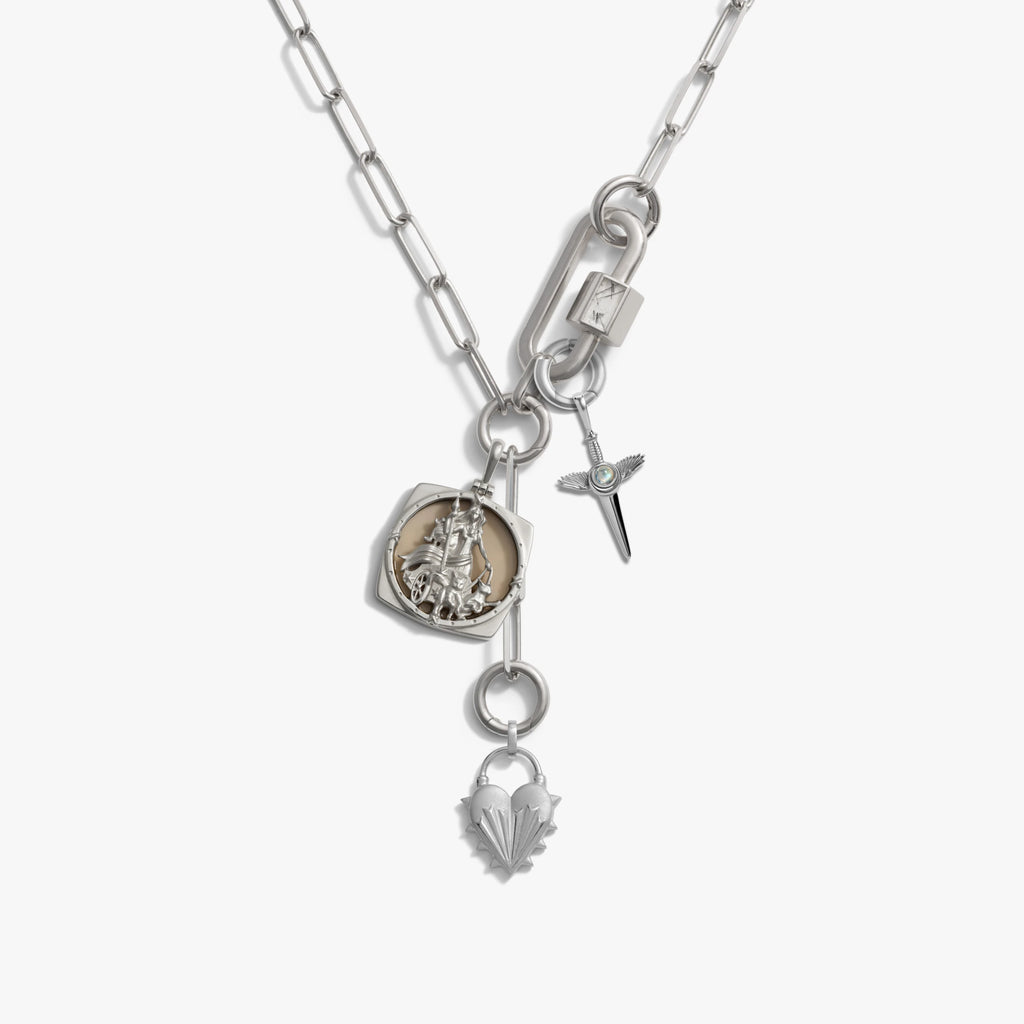 Awe Inspired Necklaces 925 Sterling Silver / Smoky Quartz Warrior's Heart Charm Lariat