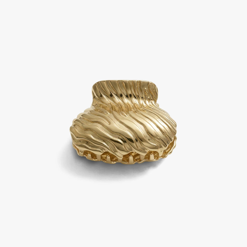 Awe Inspired Ritual 14K Yellow Gold Plated Brass Ripple Effect Claw Clip
