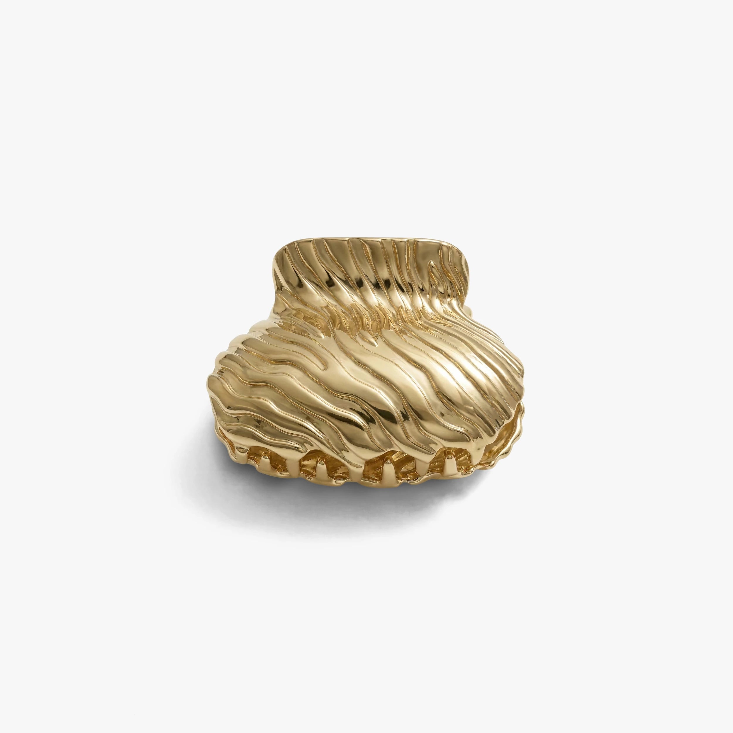 Awe Inspired Ritual 14K Yellow Gold Plated Brass Ripple Effect Claw Clip