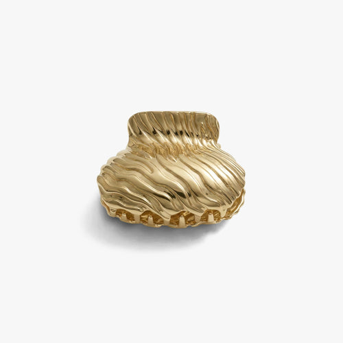 Awe Inspired Ritual 14K Yellow Gold Plated Brass Ripple Effect Claw Clip