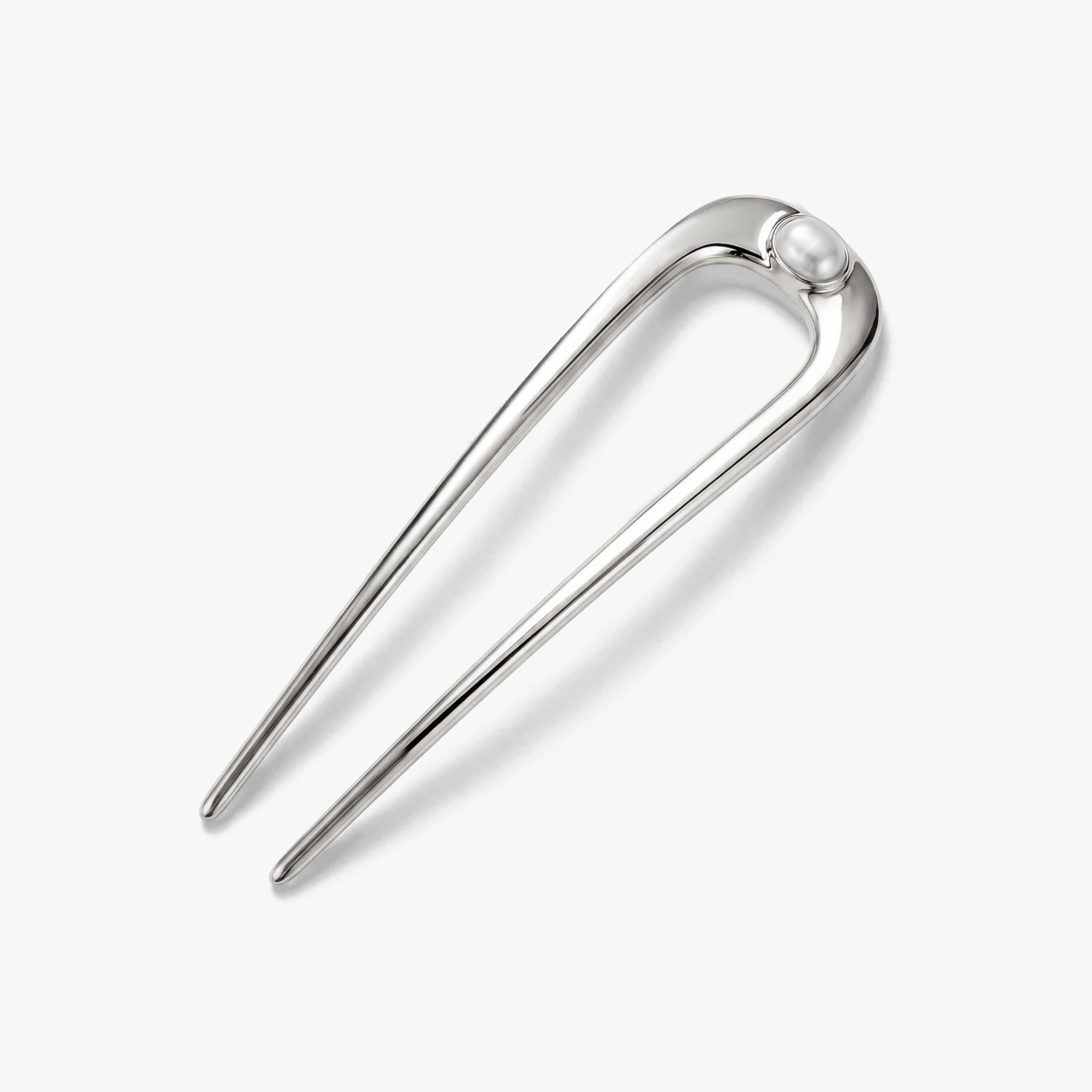 Awe Inspired Ritual 925 Sterling Silver Plated Brass Sculptural Pearl Hair Pin
