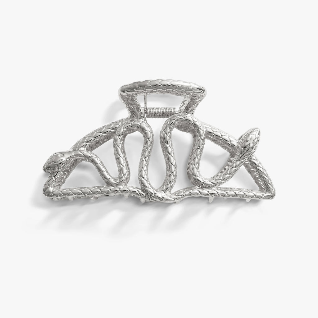 Awe Inspired Ritual 925 Sterling Silver Plated Brass Twin Serpents Claw Clip