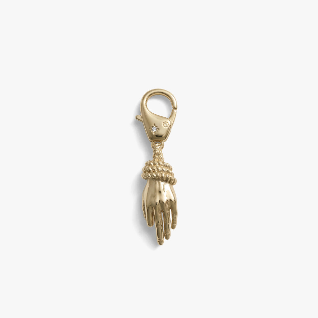 Awe Inspired Ritual 14K Gold Plated Brass Hands of Fate Bag Charm