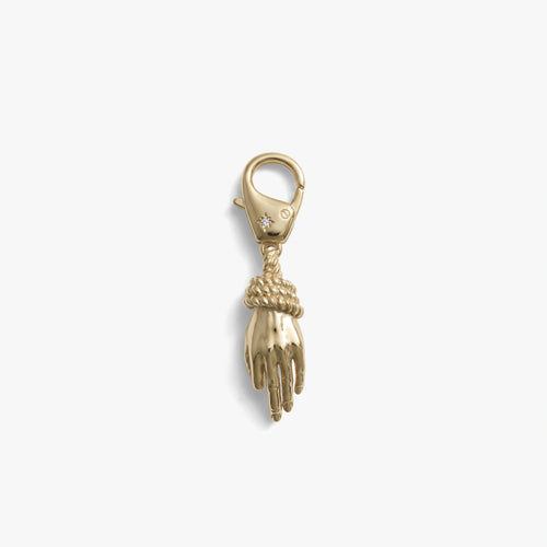 Awe Inspired Ritual 14K Gold Plated Brass Hands of Fate Bag Charm