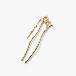 Awe Inspired Ritual 14K Gold Plated Brass Molten Filigree Hair Pin
