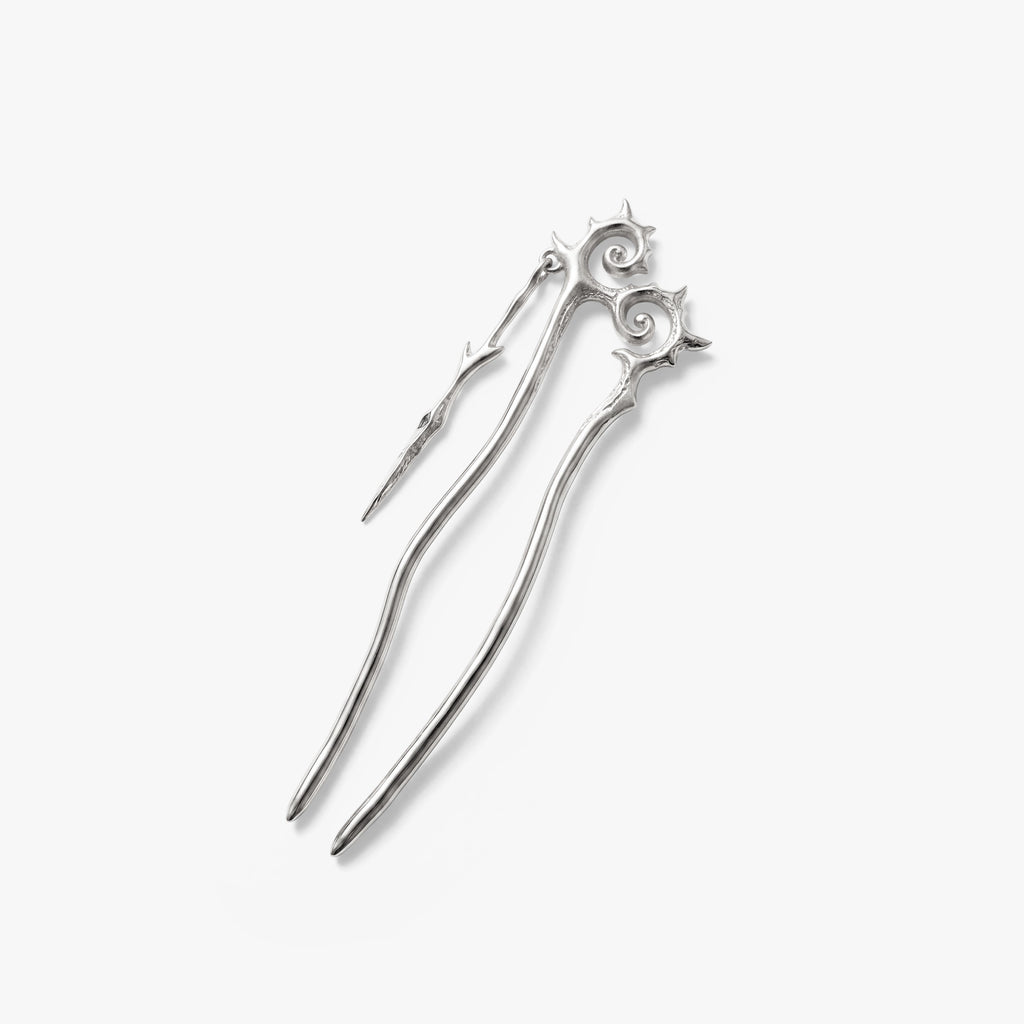 Awe Inspired Ritual 925 Sterling Silver Plated Brass Molten Filigree Hair Pin