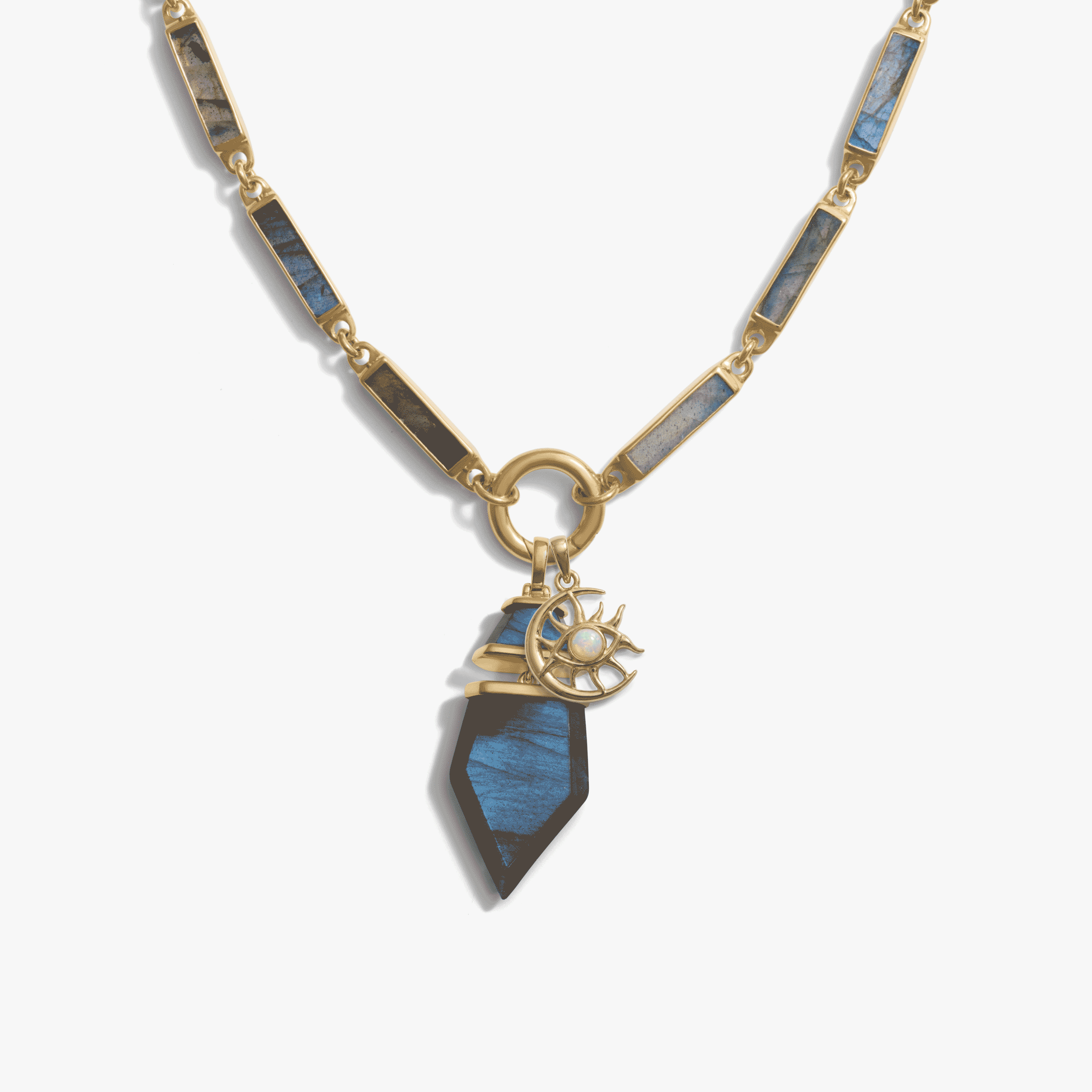 Gemstone Bar Charm Necklace