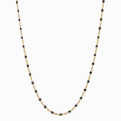 Colored Enamel Chain Necklace with black enamel beads in gold vermeil.