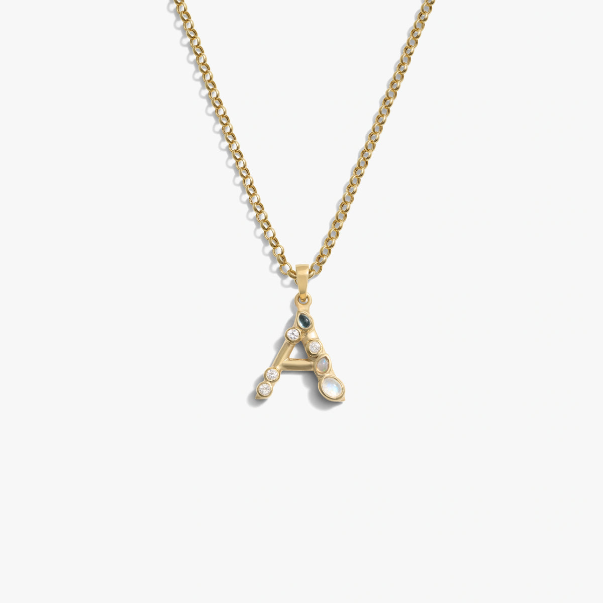 Gold Gemstone Initial Necklace