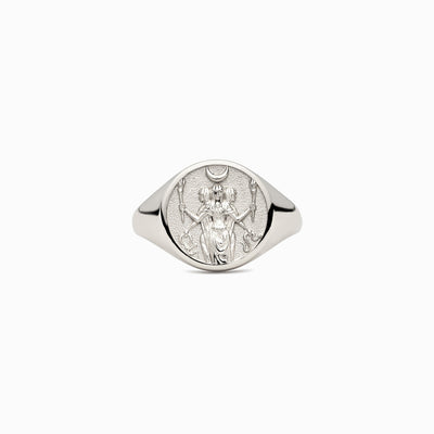 An Awe Inspired Hecate Signet Ring with an image of a beetle.