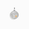 An Awe Inspired Hedone Pendant with an orange stone on it.