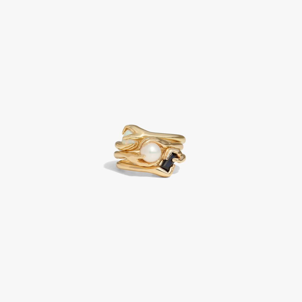 Awe Inspired Rings 14K Gold Vermeil / 5 Hands of Fate Gemstone Ring Set