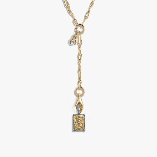Awe Inspired Necklaces 14K Gold Vermeil / Hands of Ishtar Molten Charm Lariat Set