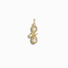 The Awe Inspired Infinity Snake Amulet is a gold pendant showcasing an intertwined snake design with three teardrop-shaped clear gemstones.