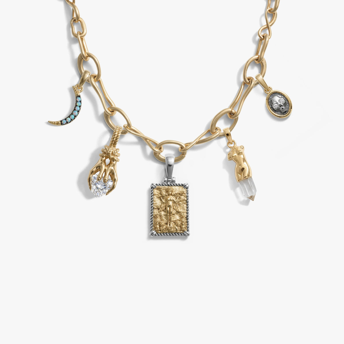 Awe Inspired Necklaces 14K Gold Vermeil / Ishtar's Devotion Molten Charm Necklace Set