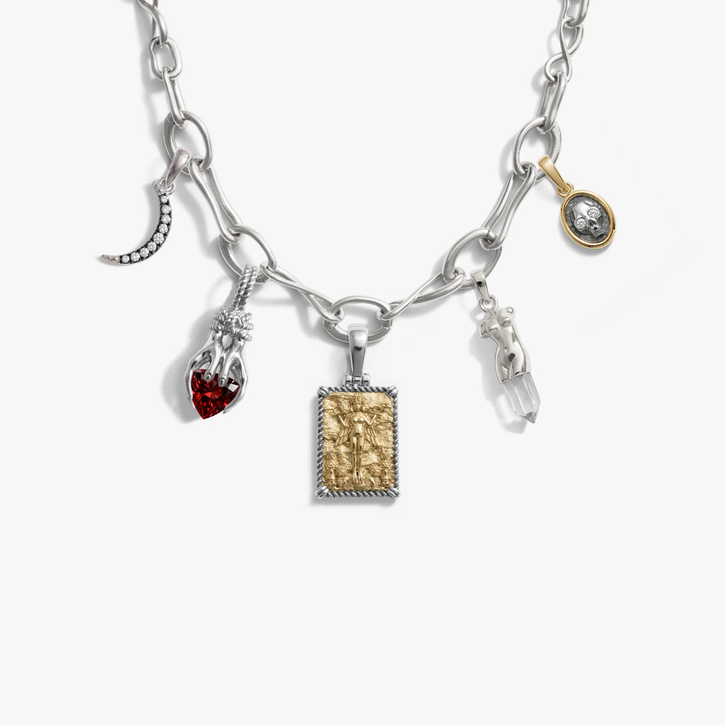 Awe Inspired Necklaces 925 Sterling Silver / Ishtar's Devotion Molten Charm Necklace Set