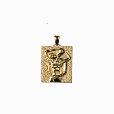 An Embrace Tablet pendant with an image of a woman holding a baby, by Awe Inspired.
