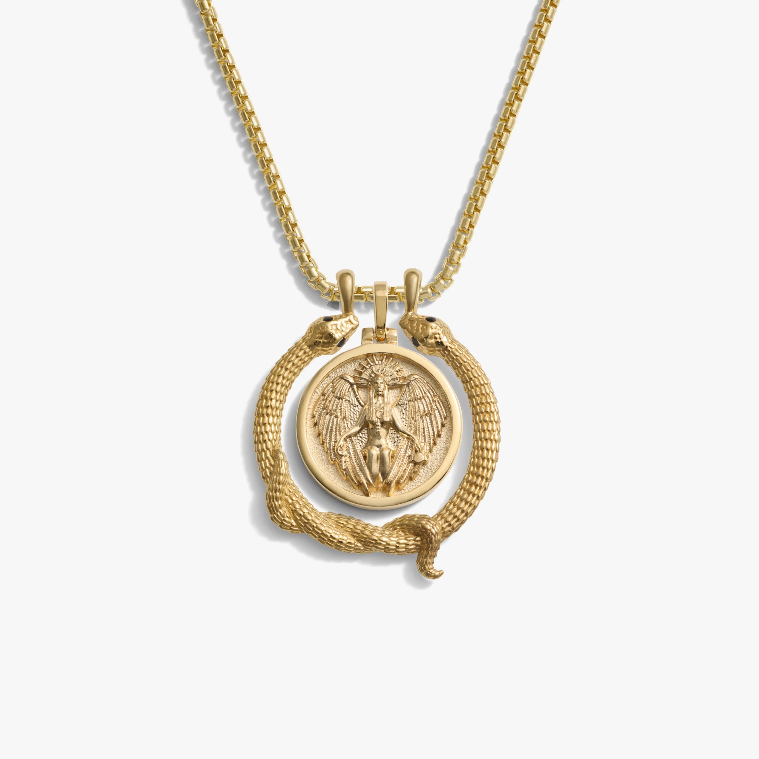 Awe Inspired Necklaces 14K Gold Vermeil / Lilith Snake Halo Goddess Necklace