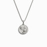 Mini Athena Necklace by Awe Inspired, featuring a round, engraved pendant with an intricate design inspired by Athena's wisdom.