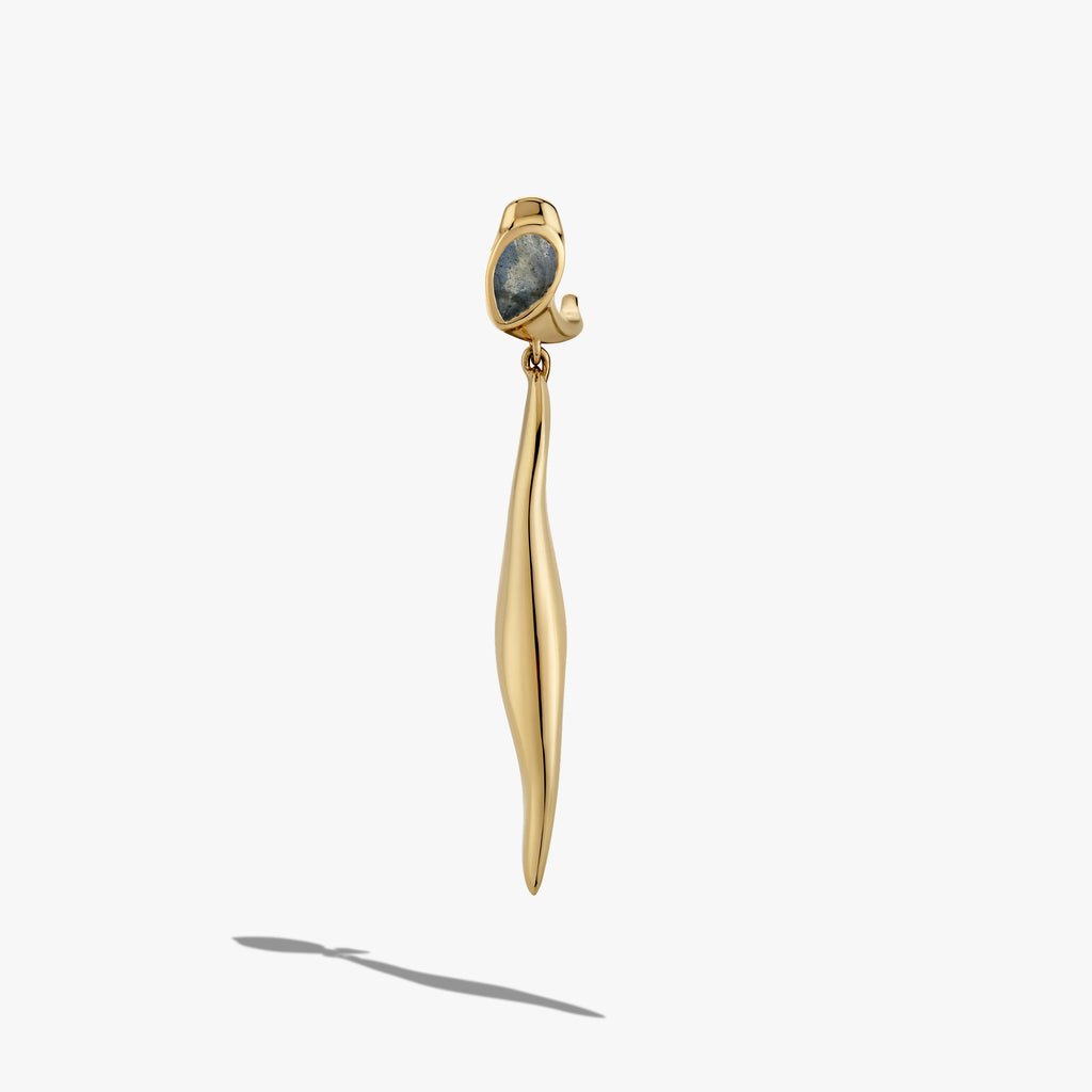 Awe Inspired Earrings 14K Gold Vermeil / Labradorite / Single Left [WIP] Molten Gemstone Drop Earrings