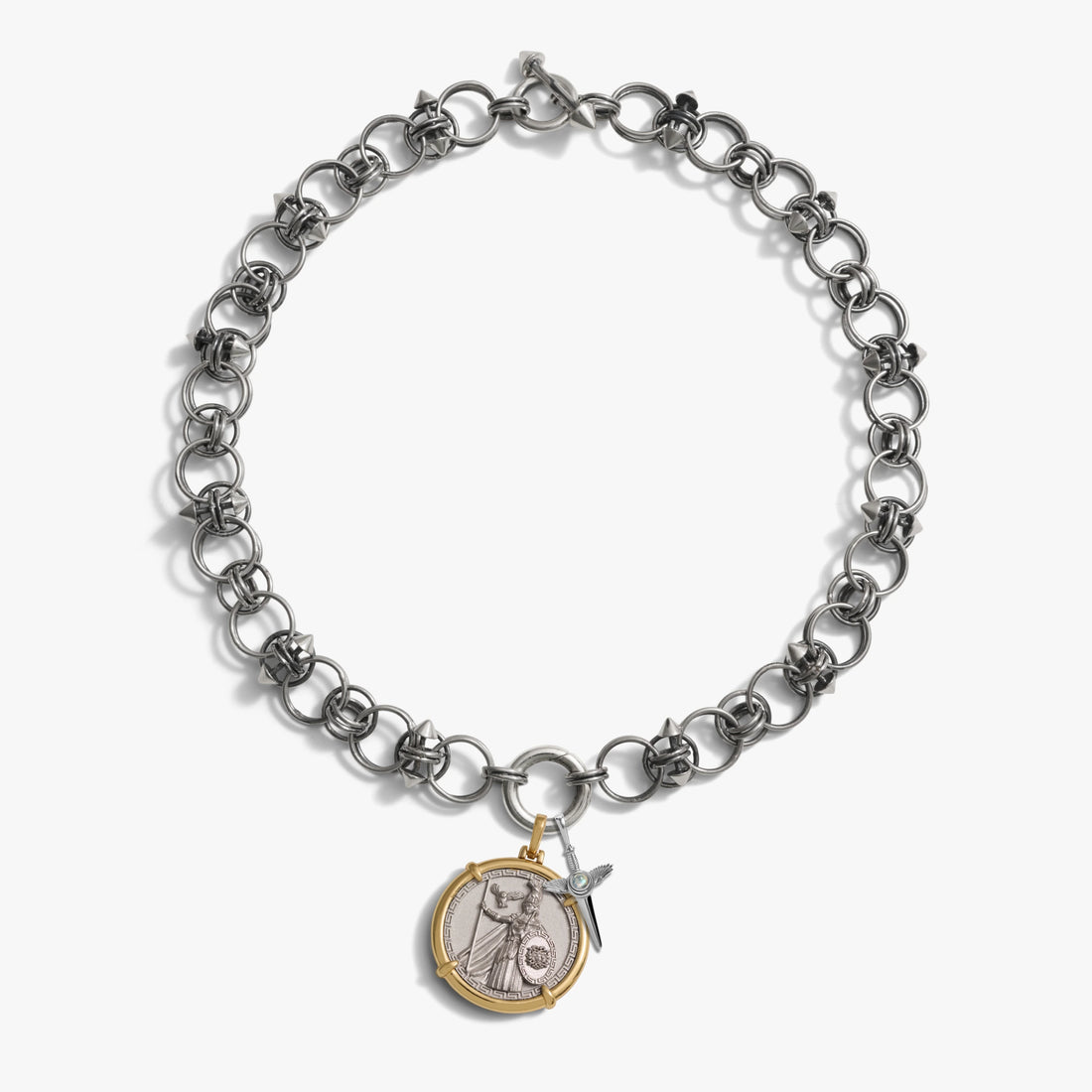 Awe Inspired Necklaces 925 Sterling Silver Athena and Flying Dagger Necklace Set