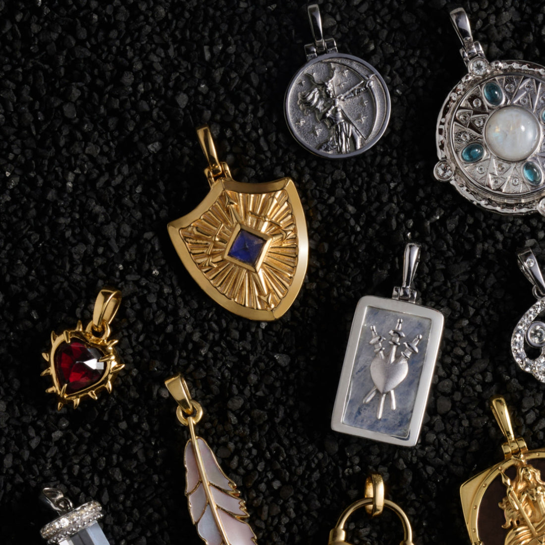 Awe Inspired Pendants Gemstone Shield Pendant