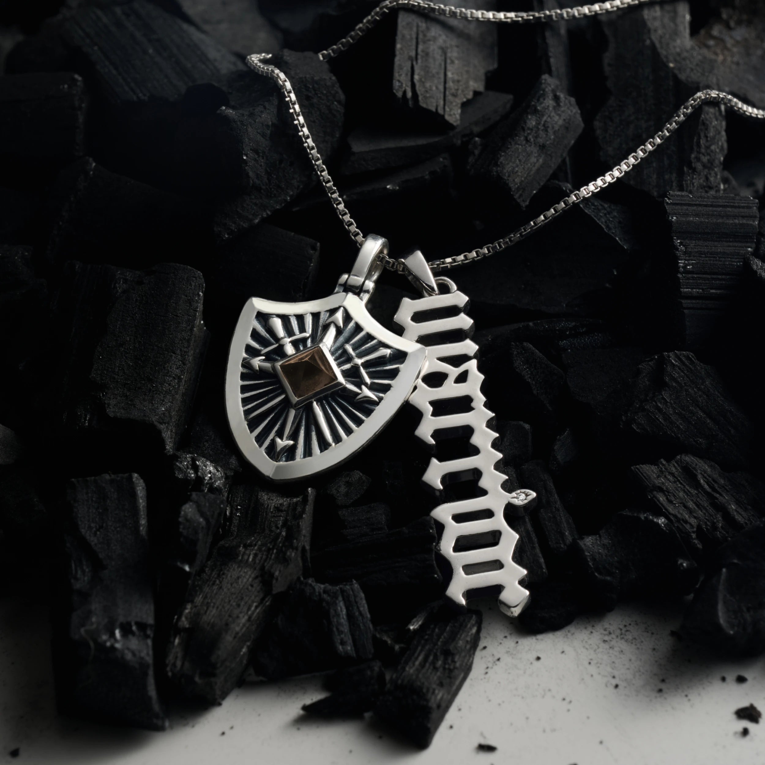 Awe Inspired Pendants Gemstone Shield Pendant