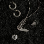 Awe Inspired Pendants Sapphire Triple Moon Knife Pendant