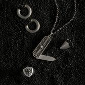 Awe Inspired Pendants Sapphire Triple Moon Knife Pendant