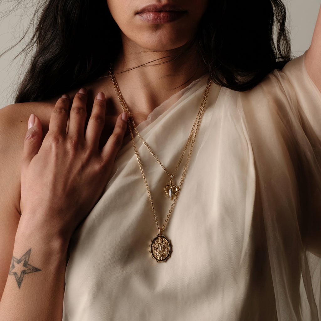 Awe Inspired Pendants Mother of Pearl Trident Amulet