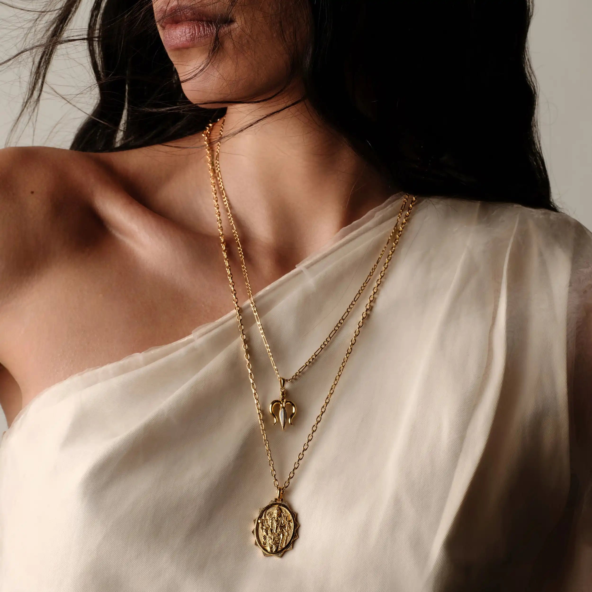 Awe Inspired Pendants Mother of Pearl Trident Amulet
